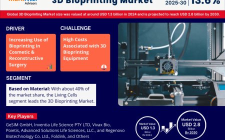 Global 3D Bioprinting Market Value and Growth Projections for 2025 - 2030